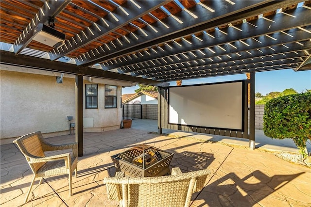 5908 Alleppo Ln, Palmdale, CA 93551 - view of patio / terrace featuring a fire pit and a pergola