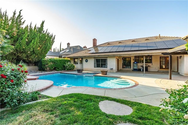 5908 Alleppo Ln, Palmdale, CA 93551 - view of swimming pool with a patio, a ceiling fan, and a grill