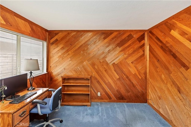 10 Mann St, Irvine, CA 92612 - carpeted home office featuring wood walls
