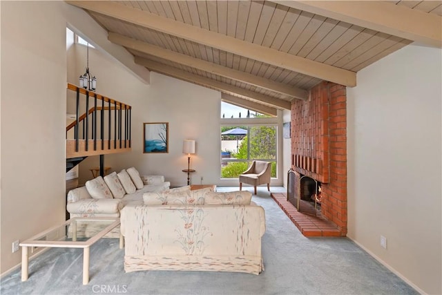 10 Mann St, Irvine, CA 92612 - carpeted living room with wooden ceiling and a brick fireplace