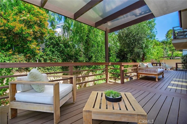 828 Wonder View Dr, Calabasas, CA 91302 - deck with an outdoor living space