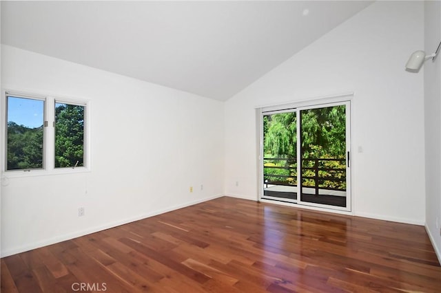 828 Wonder View Dr, Calabasas, CA 91302 - empty room featuring wood finished floors and high vaulted ceiling