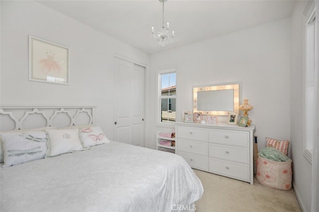 11 Juniper, Lake Forest, CA 92630 - bedroom featuring a chandelier, light carpet, and a closet