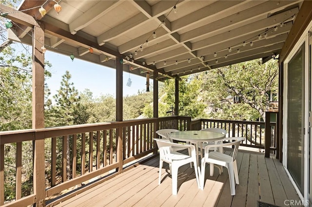 32953 Juniper Ln, Green Valley Lake, CA 92341 - wooden deck featuring outdoor dining area