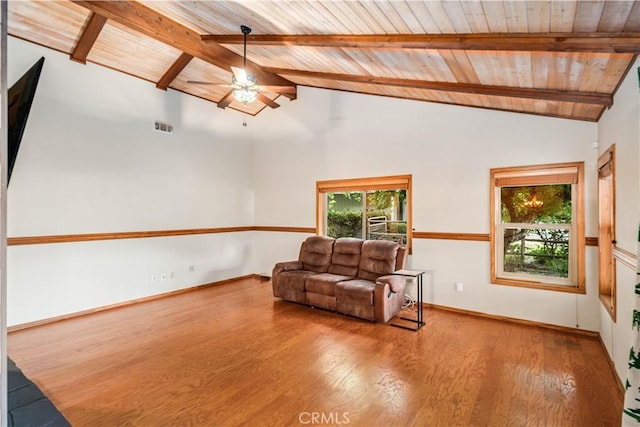 24050 Basin Harbor Ct, Tehachapi, CA 93561 - living area with wood ceiling, ceiling fan, and wood finished floors