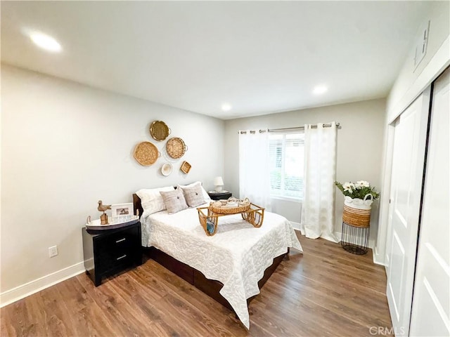 18602 Creek Ln, Huntington Beach, CA 92648 - bedroom with wood finished floors, recessed lighting, and a closet