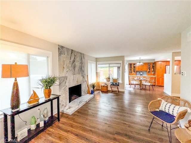 18602 Creek Ln, Huntington Beach, CA 92648 - living room with a premium fireplace and wood finished floors