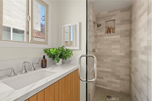 4131 Edgehill Dr, Los Angeles, CA 90008 - bathroom featuring a stall shower and vanity