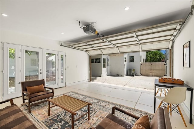 4131 Edgehill Dr, Los Angeles, CA 90008 - garage with french doors, a garage door opener, and recessed lighting