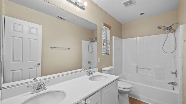 3360 Hammock St, Perris, CA 92571 - full bath featuring double vanity, shower / bathtub combination, and wood finished floors