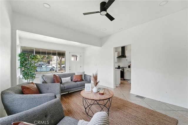 236 N Michigan Ave, Pasadena, CA 91106 - living area featuring ceiling fan, light tile patterned floors, and recessed lighting