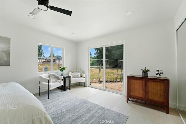236 N Michigan Ave, Pasadena, CA 91106 - bedroom featuring access to outside, wood finished floors, and a ceiling fan