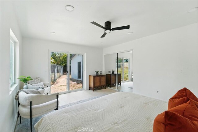 236 N Michigan Ave, Pasadena, CA 91106 - bedroom featuring access to exterior, a closet, and a ceiling fan