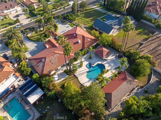 275 E 24th St, Upland, CA 91784 - aerial perspective of suburban area with a pool area