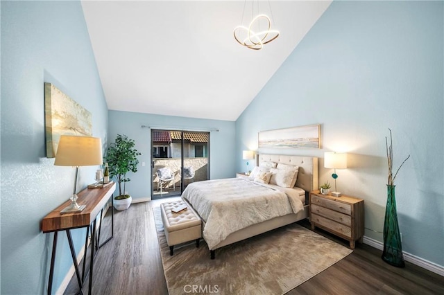 120 Poxon Pl, West Covina, CA 91790 - bedroom with wood finished floors, high vaulted ceiling, and a chandelier
