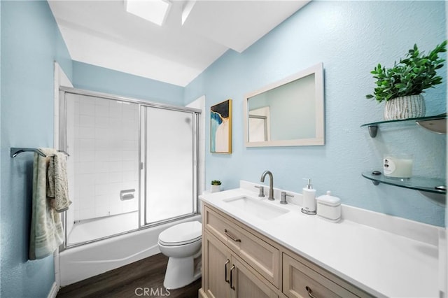 120 Poxon Pl, West Covina, CA 91790 - full bath featuring vanity, wood finished floors, and bath / shower combo with glass door