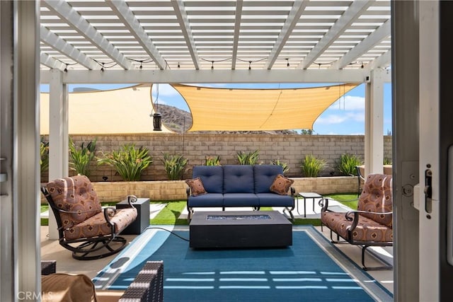 28518 High Ridge Dr, Saugus, CA 91390 - view of patio / terrace with an outdoor hangout area and a pergola