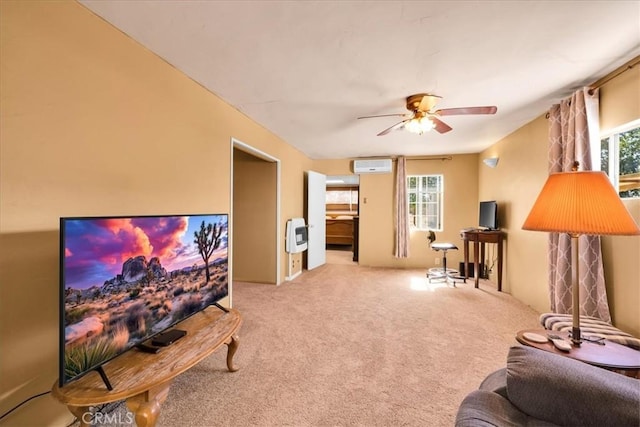 1638 Hales Dr Unit 29, Palms, CA 92277 - carpeted living room with ceiling fan