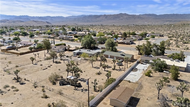 58706 Buena Vista Dr, Yucca Valley, CA 92284 - aerial perspective of suburban area featuring a desert landscape and a mountainous background