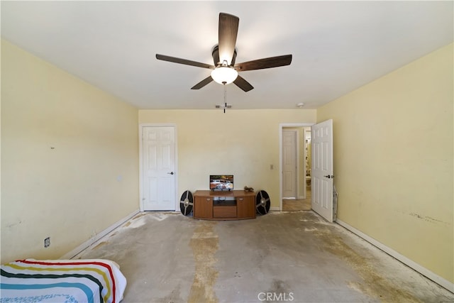 58706 Buena Vista Dr, Yucca Valley, CA 92284 - unfurnished bedroom featuring concrete floors and a ceiling fan