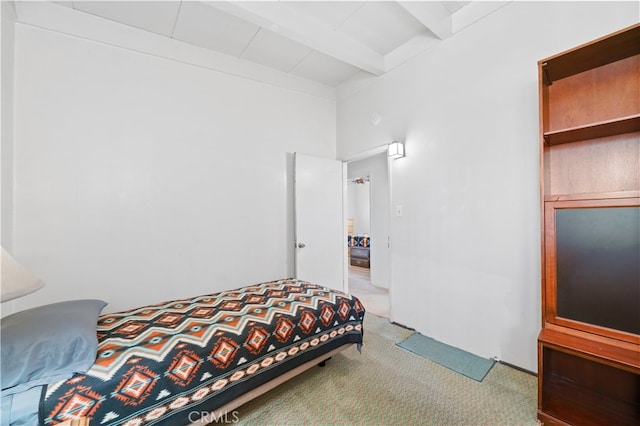 16140 Bycroft St, Hacienda Heights, CA 91745 - bedroom featuring light colored carpet and beam ceiling