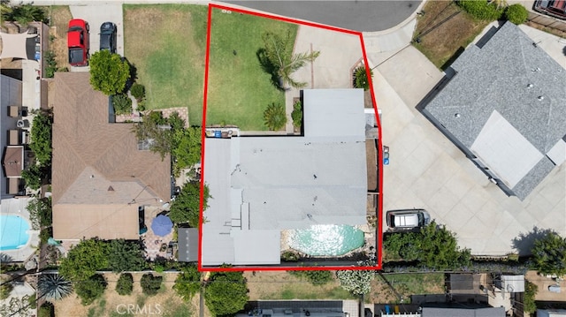 16140 Bycroft St, Hacienda Heights, CA 91745 - aerial overview of property's location with a pool and property boundaries highlighted