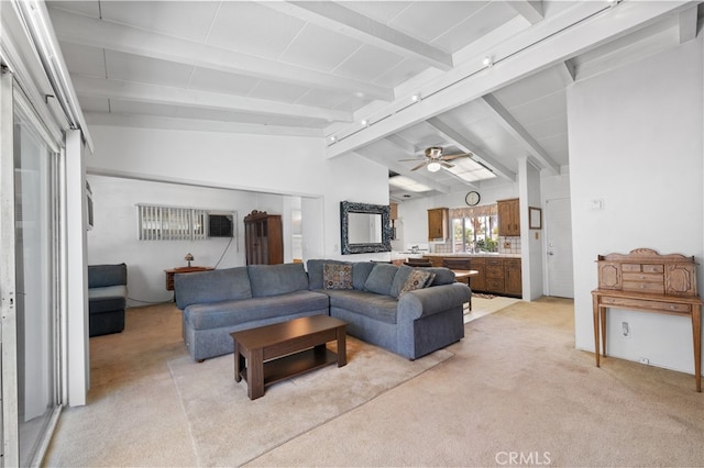 16140 Bycroft St, Hacienda Heights, CA 91745 - living area featuring light colored carpet and ceiling fan
