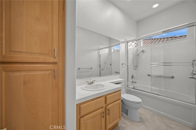 9116 Pinyon Point Ct, Corona, CA 92883 - full bathroom featuring vanity, enclosed tub / shower combo, and tile patterned floors