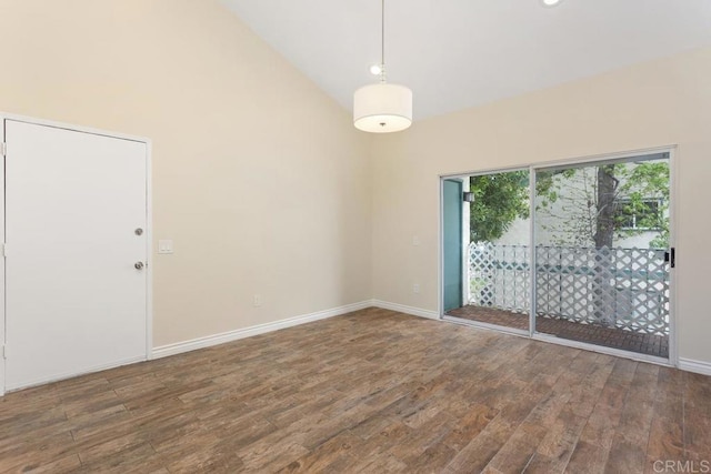 1811 E Grand Ave Unit 162, Escondido, CA 92027 - empty room featuring high vaulted ceiling and wood finished floors