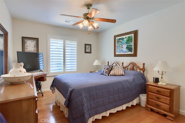 47003 Lookout Mountain Dr, Coarsegold, CA 93614 - bedroom with light wood-style floors and ceiling fan