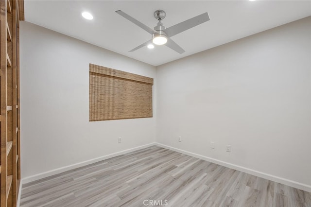 27403 Garza Dr, Saugus, CA 91350 - empty room with light wood-style floors, a ceiling fan, and recessed lighting