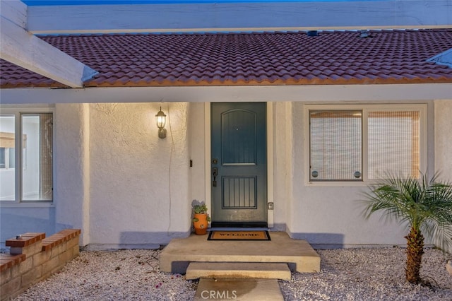 27403 Garza Dr, Saugus, CA 91350 - entrance to property with stucco siding and a tile roof