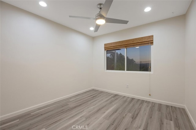 27403 Garza Dr, Saugus, CA 91350 - unfurnished room featuring light wood-style flooring, a ceiling fan, and recessed lighting
