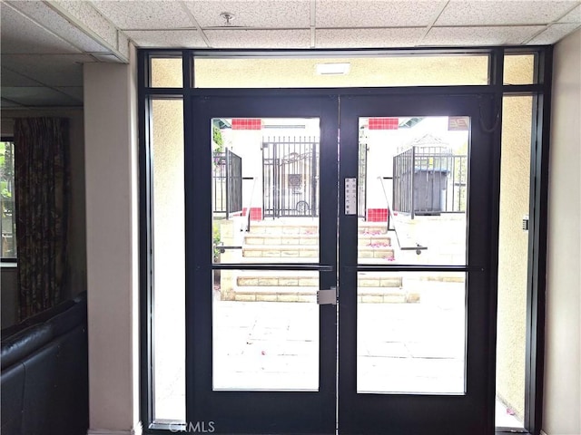 321 N Orange Ave Unit 103, Monterey Park, CA 91755 - doorway to outside with french doors and a paneled ceiling