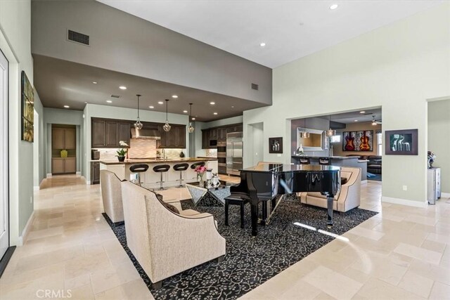 17 Emerald Ct, Rancho Mirage, CA 92270 - living room with a high ceiling and recessed lighting