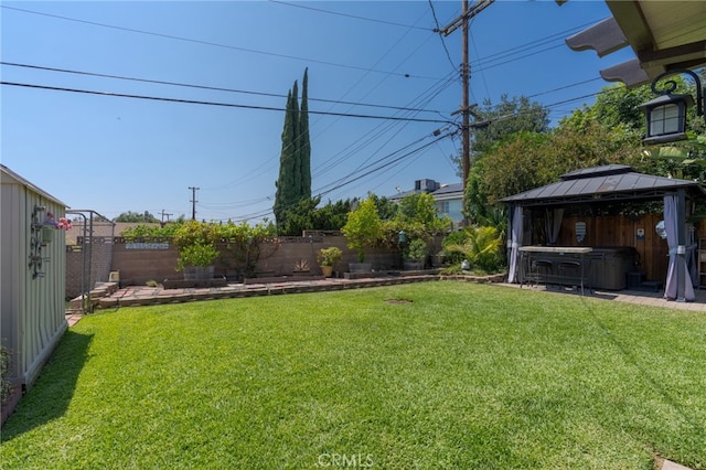 2247 Stratford Way, La Verne, CA 91750 - fenced backyard featuring a hot tub and a gazebo
