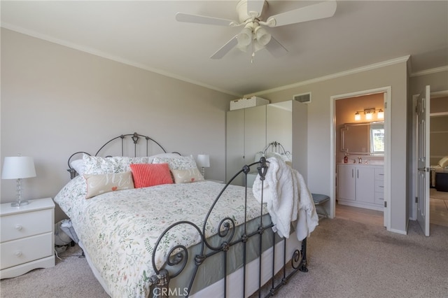 2247 Stratford Way, La Verne, CA 91750 - carpeted bedroom with crown molding and a ceiling fan
