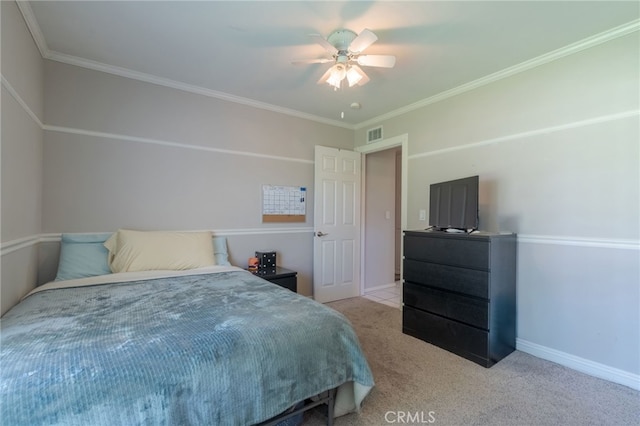 2247 Stratford Way, La Verne, CA 91750 - carpeted bedroom featuring ornamental molding and a ceiling fan