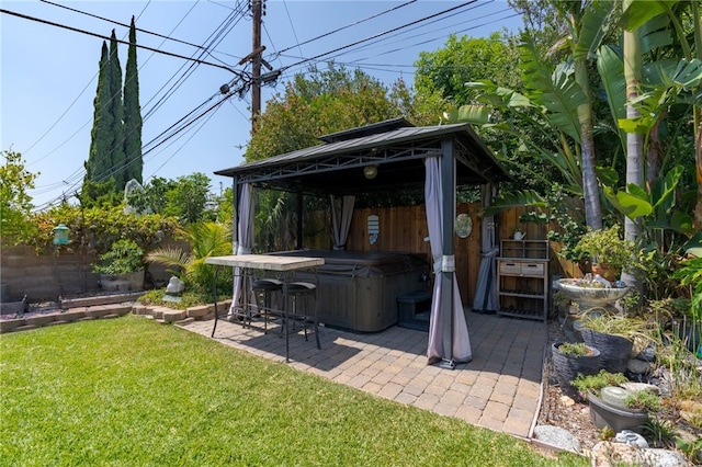 2247 Stratford Way, La Verne, CA 91750 - fenced backyard with a hot tub, a gazebo, and a patio