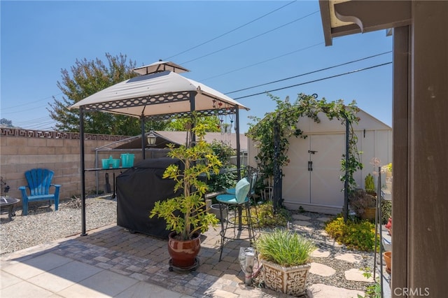 2247 Stratford Way, La Verne, CA 91750 - view of patio with a gazebo, grilling area, and a storage unit