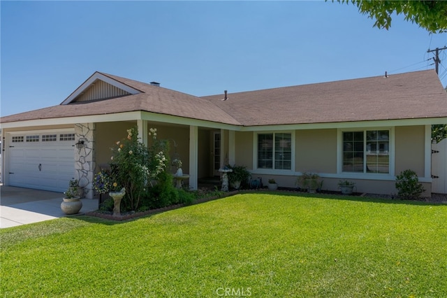 2247 Stratford Way, La Verne, CA 91750 - single story home featuring concrete driveway, an attached garage, a front lawn, stucco siding, and a shingled roof