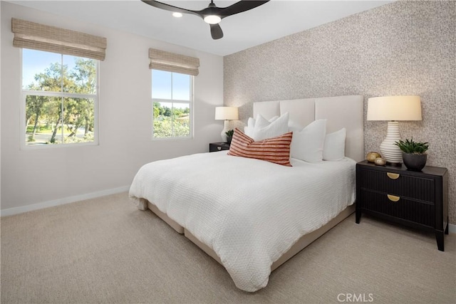 15218 Janine Dr Unit 2, Whittier, CA 90605 - carpeted bedroom with an accent wall, a ceiling fan, and recessed lighting