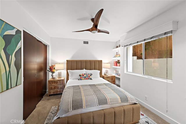 970 Quivera St, Laguna Beach, CA 92651 - carpeted bedroom featuring a ceiling fan and a closet