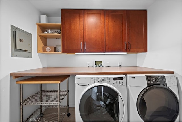 970 Quivera St, Laguna Beach, CA 92651 - laundry room featuring washing machine and clothes dryer, cabinet space, and electric panel