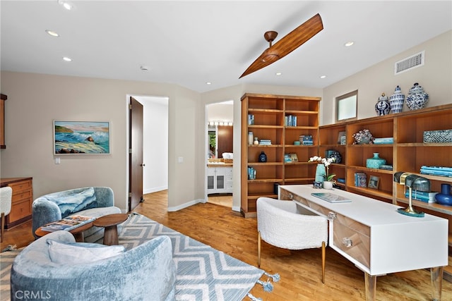 970 Quivera St, Laguna Beach, CA 92651 - office area featuring wood finished floors and recessed lighting