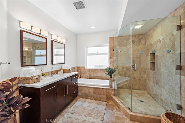 970 Quivera St, Laguna Beach, CA 92651 - full bath featuring vanity, a bath, and a stall shower