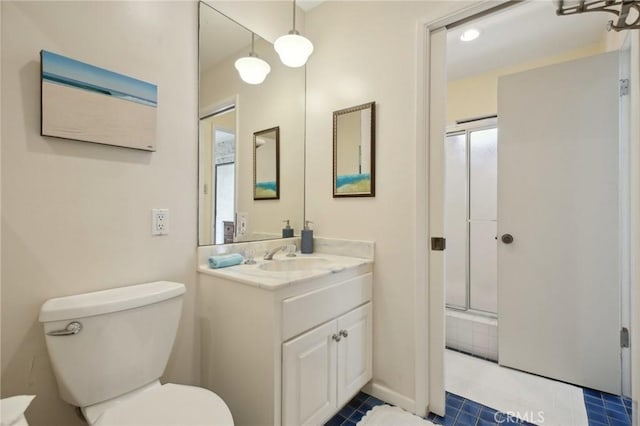 1917 Via Estudillo, Palos Verdes Estates, CA 90274 - full bath featuring an enclosed shower, vanity, and tile patterned flooring