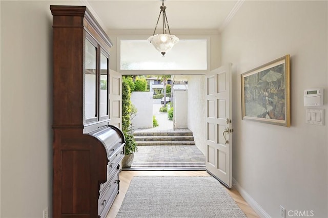 1917 Via Estudillo, Palos Verdes Estates, CA 90274 - entryway with crown molding and light wood-style flooring