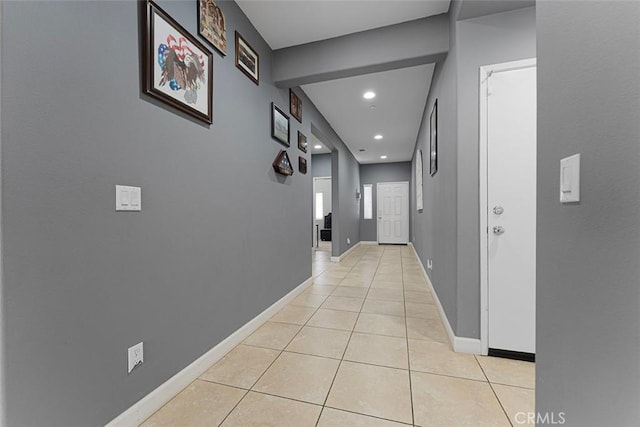 26833 Calico Ct, Winchester, CA 92596 - hallway featuring light tile patterned floors and recessed lighting