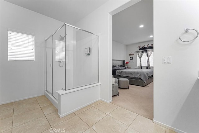 26833 Calico Ct, Winchester, CA 92596 - ensuite bathroom with tile patterned floors, a shower stall, and recessed lighting